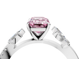 White gold Fancy Pink Emerald  Diamond Floral Vine Solitaire Engagement Ring_7