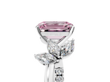 White gold Fancy Pink Emerald  Diamond Floral Vine Solitaire Engagement Ring_8