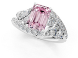 White gold Fancy Pink Emerald  Diamond Halo Ring with Marquise and Pavé Band in Prong Setting_69