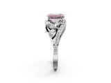 White gold Fancy Pink Emerald  Diamond Halo Ring with Marquise and Pavé Band in Prong Setting_70