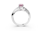 White gold Fancy Pink Emerald  Diamond Halo Ring with Marquise and Pavé Band in Prong Setting_71