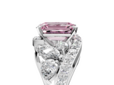 White gold Fancy Pink Emerald  Diamond Halo Ring with Marquise and Pavé Band in Prong Setting_73