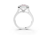 White gold Fancy Pink Emerald  Diamond Halo Ring with Milgrain Frame and Pavé Band_75
