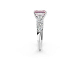 White gold Fancy Pink Emerald  Diamond Pavé Band Solitaire Ring with Four-Prong Setting_69