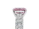 White gold Fancy Pink Emerald  Diamond Pavé Band Solitaire Ring with Four-Prong Setting_72