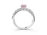 White gold Fancy Pink Emerald  Diamond Pavé Band Solitaire Ring with Four-Prong Setting_76