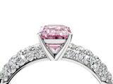 White gold Fancy Pink Emerald  Diamond Pavé Band Solitaire Ring with Four-Prong Setting_77