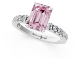 White gold Fancy Pink Emerald  Diamond Pavé Band Solitaire with Four-Prong Setting_174
