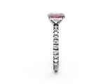 White gold Fancy Pink Emerald  Diamond Pavé Band Solitaire with Four-Prong Setting_175