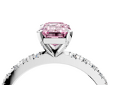 White gold Fancy Pink Emerald  Diamond Pavé Band Solitaire with Four-Prong Setting_177