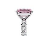 White gold Fancy Pink Emerald  Diamond Pavé Band Solitaire with Four-Prong Setting_178