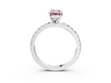 White gold Fancy Pink Emerald  Diamond Pavé Band Solitaire with Four-Prong Setting_182