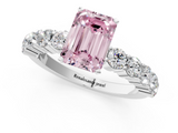 White gold Fancy Pink Emerald  Diamond Pavé Band Solitaire with Four-Prong Setting_4