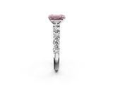 White gold Fancy Pink Emerald  Diamond Pavé Band Solitaire with Four-Prong Setting_5