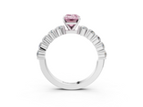 White gold Fancy Pink Emerald  Diamond Pavé Band Solitaire with Four-Prong Setting_6