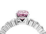 White gold Fancy Pink Emerald  Diamond Pavé Band Solitaire with Four-Prong Setting_7