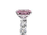 White gold Fancy Pink Emerald  Diamond Pavé Band Solitaire with Four-Prong Setting_8
