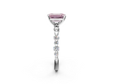 White gold Fancy Pink Emerald  Diamond Prong Set Engagement Ring with Pave Band_224