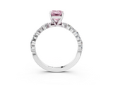 White gold Fancy Pink Emerald  Diamond Prong Set Engagement Ring with Pave Band_230