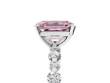 White gold Fancy Pink Emerald  Diamond Prong Set Engagement Ring with Pave Band_232