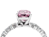 White gold Fancy Pink Emerald  Diamond Prong Set Engagement Ring with Pave Band_238