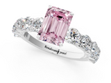 White gold Fancy Pink Emerald  Diamond Prong Setting with Side Stones on a Pave Band_147