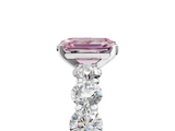 White gold Fancy Pink Emerald  Diamond Prong Setting with Side Stones on a Pave Band_152