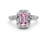 White gold Fancy Pink Emerald  Diamond Solitaire Ring with Shared Prong Pavé Band_24