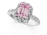 White gold Fancy Pink Emerald  Diamond Solitaire Ring with Shared Prong Pavé Band_25
