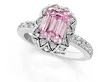 White gold Fancy Pink Emerald  Diamond Solitaire Ring with Shared Prong Pavé Band_66