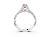White gold Fancy Pink Emerald  Diamond Solitaire with Pave Band and Six-Prong Setting_23