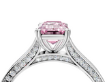 White gold Fancy Pink Emerald  Diamond Solitaire with Pave Band and Six-Prong Setting_24