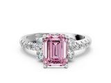 White gold Fancy Pink Emerald  Diamond Three-Stone Pave Band with Four-Prong Setting_20