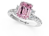 White gold Fancy Pink Emerald  Diamond Three-Stone Pave Band with Four-Prong Setting_21