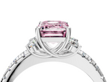 White gold Fancy Pink Emerald  Diamond Three-Stone Pave Band with Four-Prong Setting_24