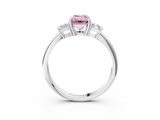 White gold Fancy Pink Emerald  Diamond Three-Stone Ring with Trapezoid Side Stones and Prong Setting_20