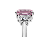 White gold Fancy Pink Emerald  Diamond Three-Stone Ring with Trapezoid Side Stones and Prong Setting_22