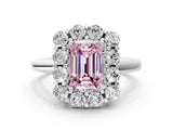 White gold Fancy Pink Emerald  Halo Cluster Diamond Engagement Ring with Prong Setting and Polished Band_20