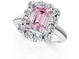 White gold Fancy Pink Emerald  Halo Cluster Diamond Engagement Ring with Prong Setting and Polished Band_21