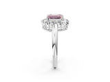 White gold Fancy Pink Emerald  Halo Cluster Diamond Engagement Ring with Prong Setting and Polished Band_22