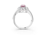 White gold Fancy Pink Emerald  Halo Cluster Diamond Engagement Ring with Prong Setting and Polished Band_23