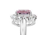 White gold Fancy Pink Emerald  Halo Cluster Diamond Engagement Ring with Prong Setting and Polished Band_25