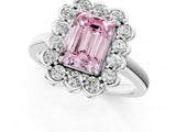 White gold Fancy Pink Emerald  Halo Cluster Diamond Engagement Ring with Solitaire Band and Prong Setting_50