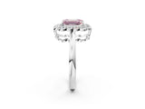 White gold Fancy Pink Emerald  Halo Cluster Diamond Engagement Ring with Solitaire Band and Prong Setting_51