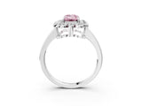 White gold Fancy Pink Emerald  Halo Cluster Diamond Engagement Ring with Solitaire Band and Prong Setting_52