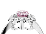 White gold Fancy Pink Emerald  Halo Cluster Diamond Engagement Ring with Solitaire Band and Prong Setting_53