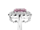 White gold Fancy Pink Emerald  Halo Cluster Diamond Engagement Ring with Solitaire Band and Prong Setting_54