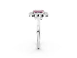 White gold Fancy Pink Emerald  Halo Diamond Cluster Engagement Ring with Milgrain Bezel Setting and Solitaire Band_29