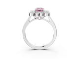 White gold Fancy Pink Emerald  Halo Diamond Cluster Engagement Ring with Milgrain Bezel Setting and Solitaire Band_30