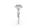 White gold Fancy Pink Emerald  Halo Diamond Engagement Ring with Filigree Band and Four-Prong Setting_107